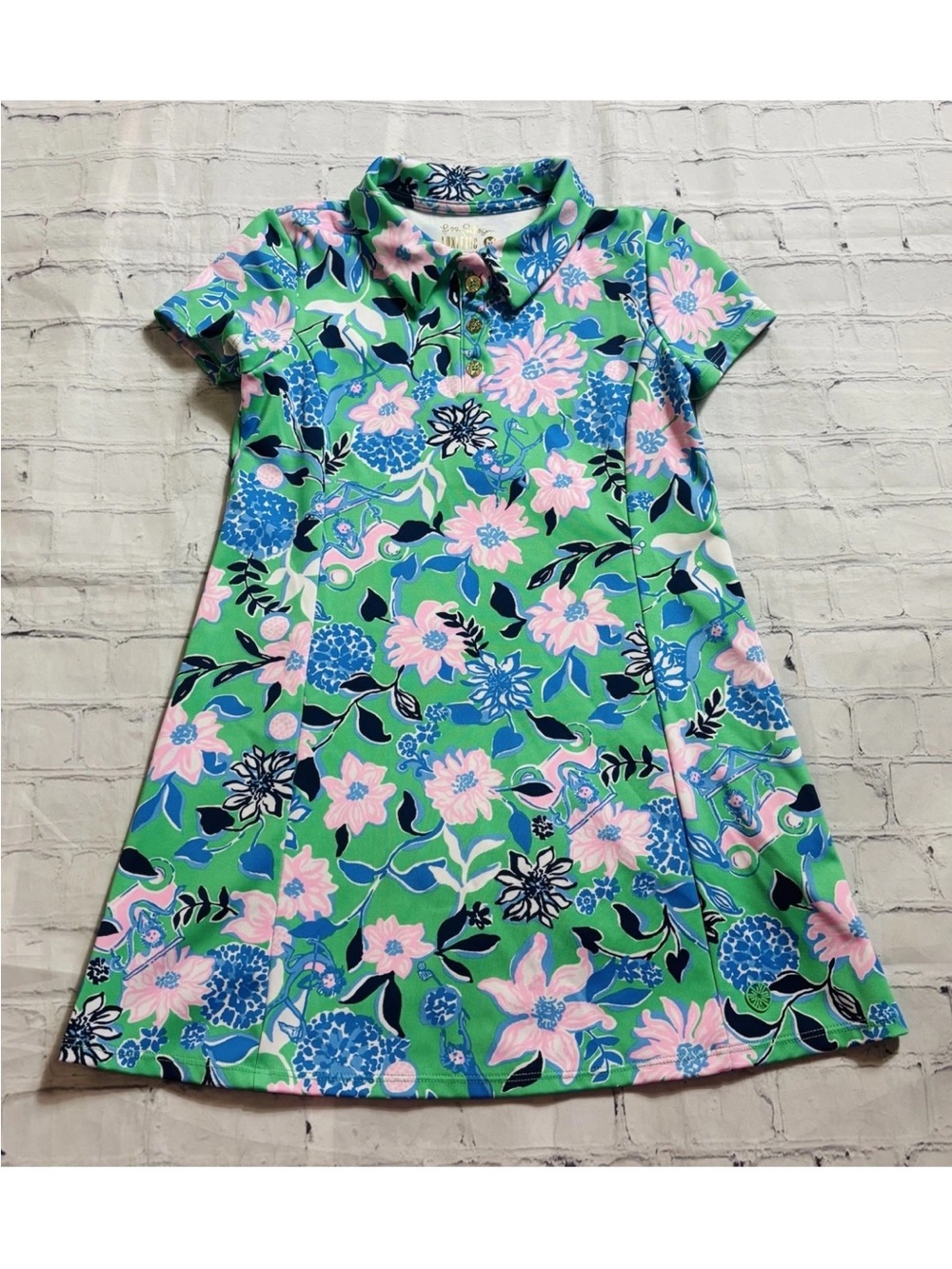 Lilly Pulitzer Luxletic UPF 50+ Frida Scallop Polo Dress Golf Til You Drop Sz M
